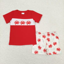 Load image into Gallery viewer, Baby Boys Crab Red Tee Shirt Top Shorts Clothes Sets
