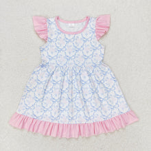 Load image into Gallery viewer, Baby Girls Blue Bows Sibling Sister Rompers Dresses
