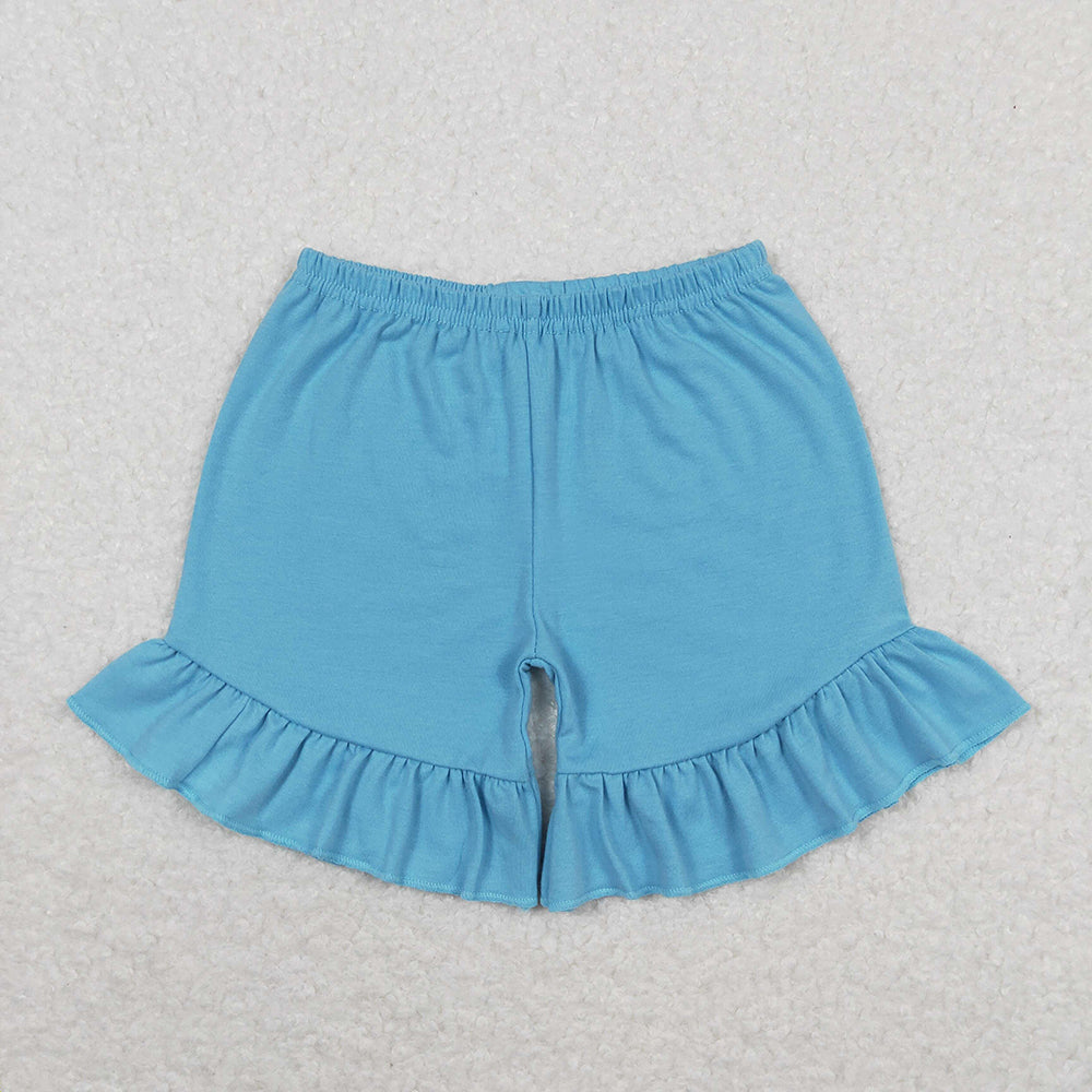 Baby Girls Blue One Ruffle Summer Shorts