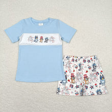 Load image into Gallery viewer, Baby Boys Blue Dogs 4th Of July Shirt Top Shorts Clothes Sets
