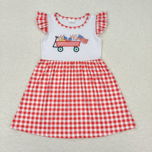 Load image into Gallery viewer, Baby Girls 4th Of July Flag Tractor Sibling Rompers Clothes Sets
