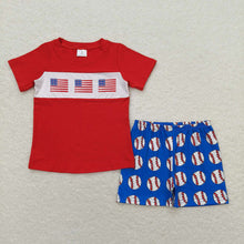 Load image into Gallery viewer, Baby Boys Baseball Flags Shirt Top Shorts Clothes Sets
