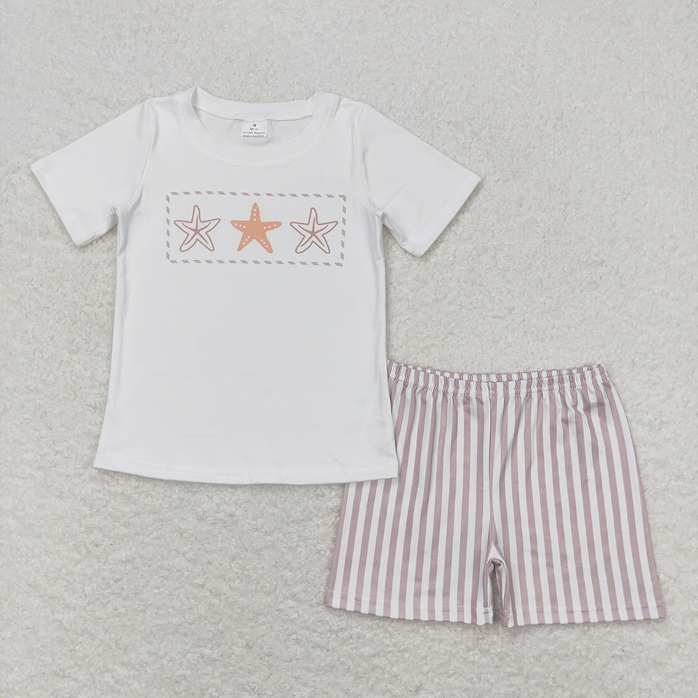 Baby Boys Stars Tee Shirts Tops Khaki Shorts Clothes Sets