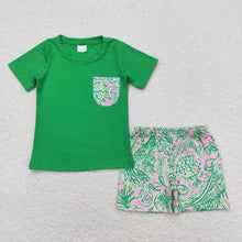 Load image into Gallery viewer, Baby Boys Green Short Sleeve Tee Shirts Tops Fishes Shorts Clothes Sets
