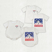 Load image into Gallery viewer, Baby Boys Cow 4th Of July Short Sleeve Sibling Brother Rompers Tee Tops
