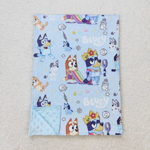 Load image into Gallery viewer, Baby Girls Blue Dogs Minky Blankets
