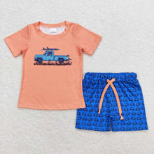 Load image into Gallery viewer, Baby Boys Truck Shirt Top Crab Shorts Outfits Clothes Sets
