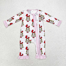 Load image into Gallery viewer, Baby Infant Girls Pink Face Long Sleeve Bamboo Zippy Rompers
