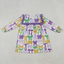 Load image into Gallery viewer, Sibling Baby Girls Mardigras Bows Ruffle Pants Clothes Set Knee Length Dress Rompers
