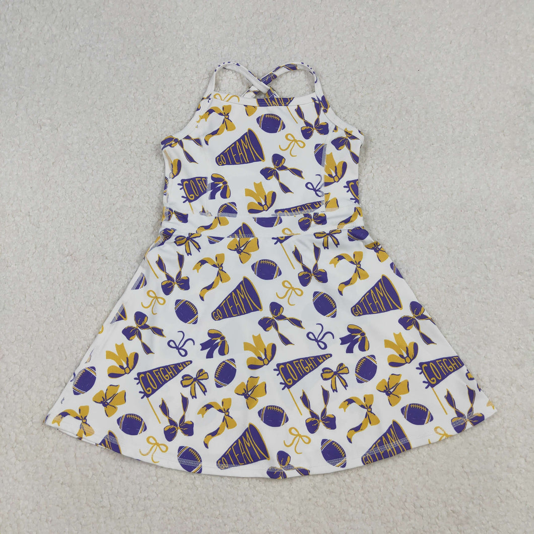 Baby Girls Strap Go Team Bows Plaid Shorts Yoga Active Knee Length Dresses
