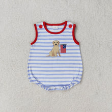 Load image into Gallery viewer, Baby Girls 4th Of July Dog Flag Sibling Rompers Clothing Sets
