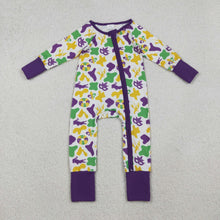 Load image into Gallery viewer, Baby Boys Camo Crayfishes Mardigras Zipper Footie Rompers
