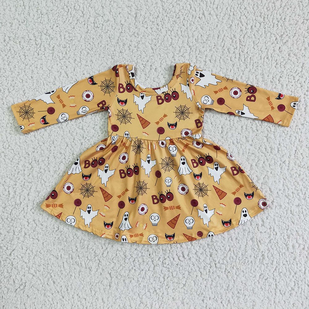 Halloween ghost orange baby girls dresses