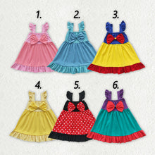 Load image into Gallery viewer, Baby Girls Princess Sibling Bow Summer Knee Length Dresses
