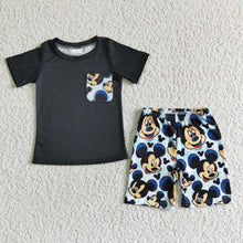 Load image into Gallery viewer, Baby boys cartoon mouse pocket shorts sets
