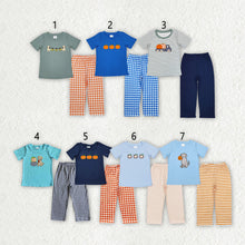 Load image into Gallery viewer, Sibling Baby Boys Dogs Pumpkin Tops Pants Outfits Clothes Sets
