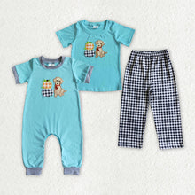 Load image into Gallery viewer, Sibling Baby Boys Dog Pumpkins Embroidery Rompers Outfits Sets
