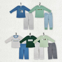 Load image into Gallery viewer, Sibling Hunting Baby Boys Embroidery Southern Tops Pants Clothes Sets
