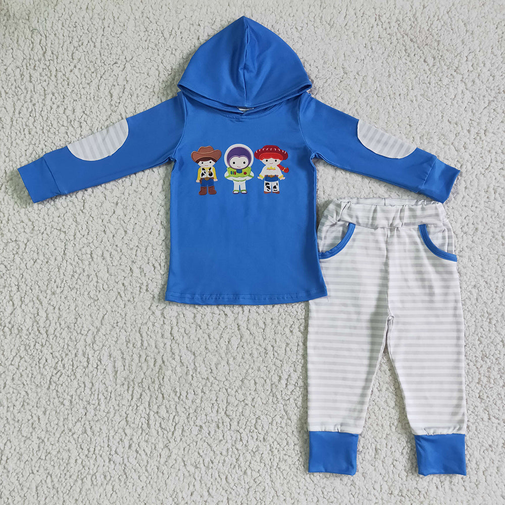 Baby boys toy hood tunic ruffle pants clothes sets