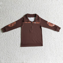 Load image into Gallery viewer, Baby Boys Cow Brown Western pullovers
