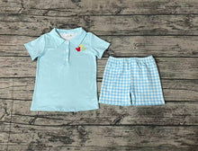 Load image into Gallery viewer, Baby Boys Blue Mouse Balloons Tee Shirt Checkered Shorts Clothes Sets
