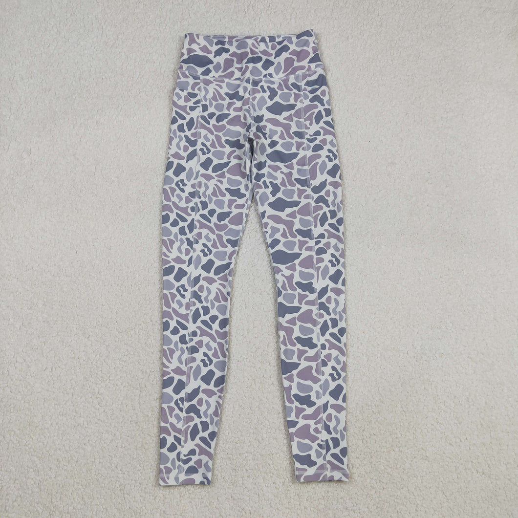 Adult Women Light Grey Camo Yoga Active Legging Pants Bottom