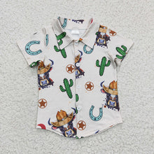 Load image into Gallery viewer, Baby Boys Western Sibling Short Sleeve Buttons Tee Shirts Tops
