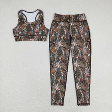 Load image into Gallery viewer, Adult Women Camo Leaves Vest Top Pants Yogo Sports Clothes Sets
