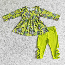 Load image into Gallery viewer, Halloween baby girls green holiday legging clothes sets
