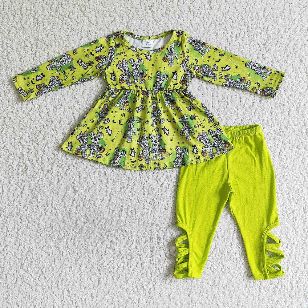 Halloween baby girls green holiday legging clothes sets