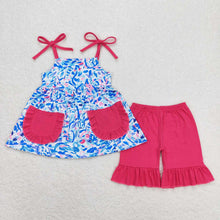 Load image into Gallery viewer, Baby Girls Blue Grasses Summer Sibling Boys Shorts Clothes Sets
