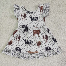 Load image into Gallery viewer, Baby girls cow dots ruffle dresses
