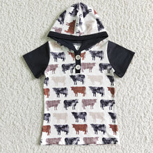 Load image into Gallery viewer, Baby boys western cow hoodie tops
