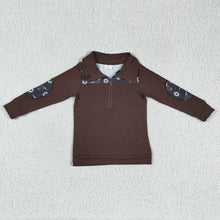 Load image into Gallery viewer, Baby Boys Western Cow Brown pullovers Tops
