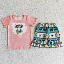 Load image into Gallery viewer, Pink heifer exquisite ruffles Shorts sets

