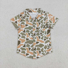 Load image into Gallery viewer, Sibling Baby Boys Green Khaki Camo Long Sleeve Hooded Shirts Tops
