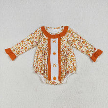 Load image into Gallery viewer, Sibling Embroidery Baby Girls Fall Bows Pumpkins Tunic Pants Set Knee Length Dress Rompers
