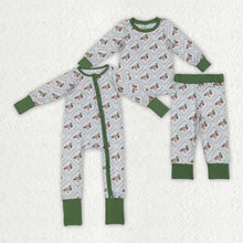 Load image into Gallery viewer, Sibling Baby Boys Long Sleeves Ducks Plaid Top Pant Set Zipper Rompers
