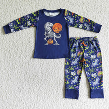 Load image into Gallery viewer, Halloween baby boys dinosaur holiday pajamas
