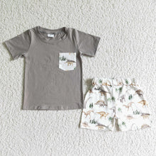 Load image into Gallery viewer, Baby boys summer pocket short sleeve shirt bottom shorts sets
