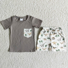 Load image into Gallery viewer, Baby boys summer pocket short sleeve shirt bottom shorts sets
