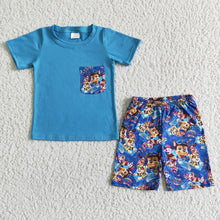 Load image into Gallery viewer, Baby boy cartoon dogs pocket shorts sets
