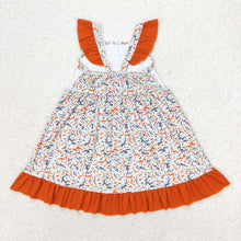 Load image into Gallery viewer, Baby Girls Embroidery Camo Ducks Straps Ruffle Knee Length Dresses
