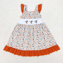 Load image into Gallery viewer, Baby Girls Embroidery Camo Ducks Straps Ruffle Knee Length Dresses
