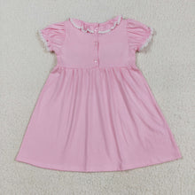 Load image into Gallery viewer, Smocked Embroidery Baby Girls Ruffle Sleeves Bows Knee Length Dresses

