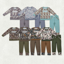 Load image into Gallery viewer, Sibling Baby Boys Embroidery Mama&#39;s Boy Camo Top Pockets Pants Clothes Sets
