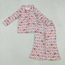 Load image into Gallery viewer, Sibling Baby Girls Bows Flowers Pie Checked Button Thanksgiving Pajamas Set Zip Footie Rompers
