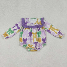 Load image into Gallery viewer, Sibling Baby Girls Mardigras Bows Ruffle Pants Clothes Set Knee Length Dress Rompers
