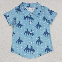 Load image into Gallery viewer, Baby Boys Western Sibling Short Sleeve Buttons Tee Shirts Tops

