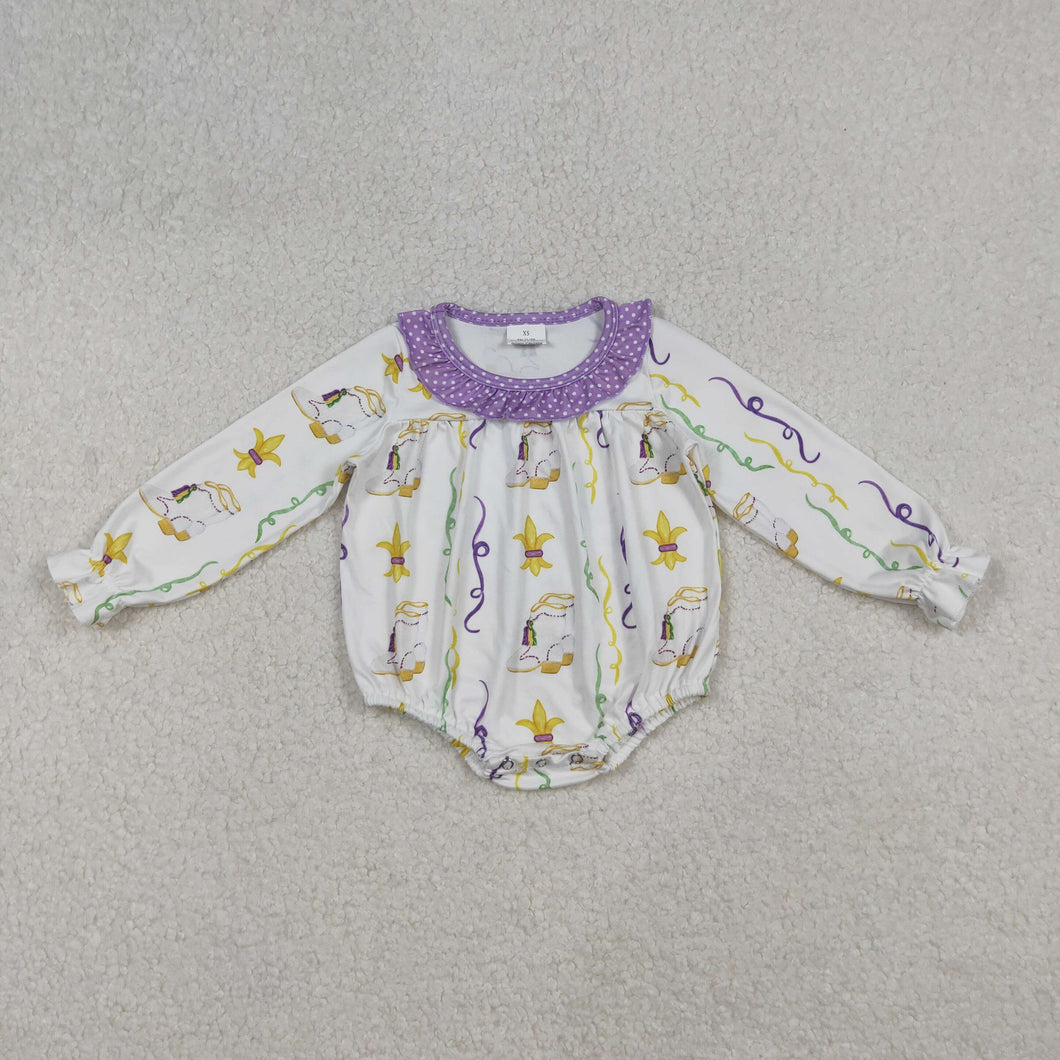 Baby Infant Girls Mardigras Anchors Boots Stripe Ruffle Rompers
